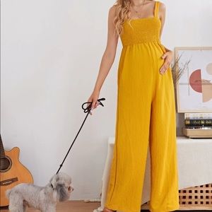 SHEIN Maternity Shirred Waist Cami Jumpsuit